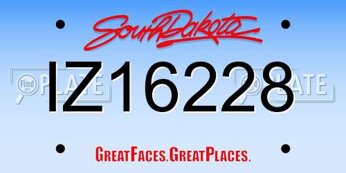 IZ16228 South Dakota License Plate