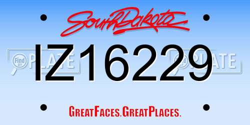 IZ16229 South Dakota License Plate