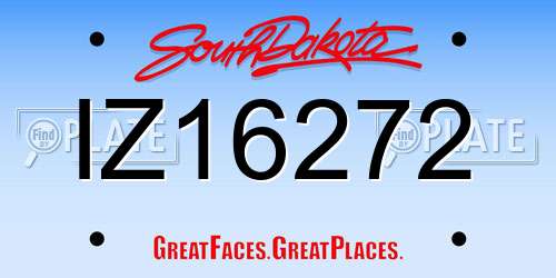 IZ16272 South Dakota License Plate