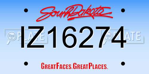 IZ16274 South Dakota License Plate