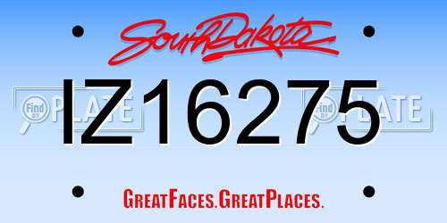 IZ16275 South Dakota License Plate