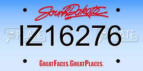 IZ16276 South Dakota License Plate