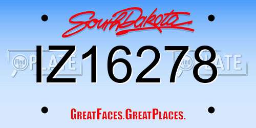IZ16278 South Dakota License Plate