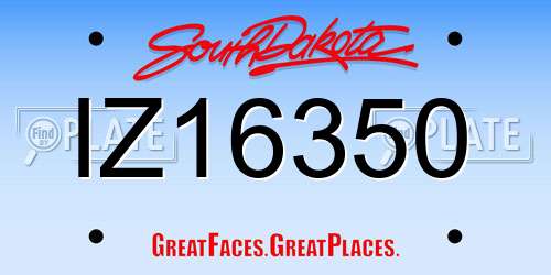 IZ16350 South Dakota License Plate