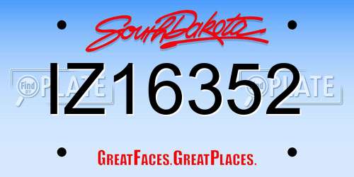 IZ16352 South Dakota License Plate