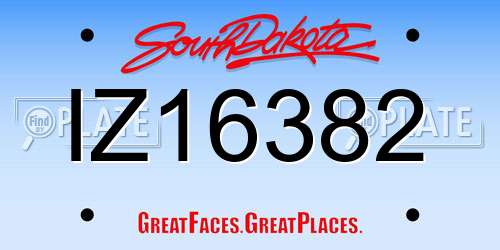 IZ16382 South Dakota License Plate