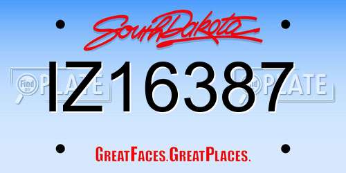 IZ16387 South Dakota License Plate