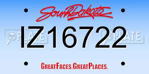 IZ16722 South Dakota License Plate
