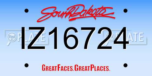 IZ16724 South Dakota License Plate
