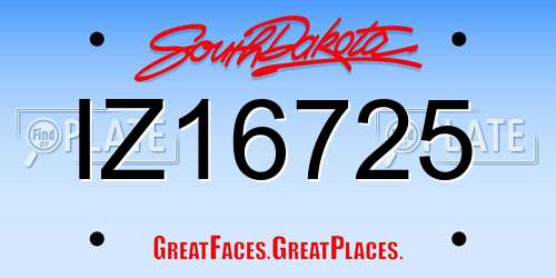 IZ16725 South Dakota License Plate