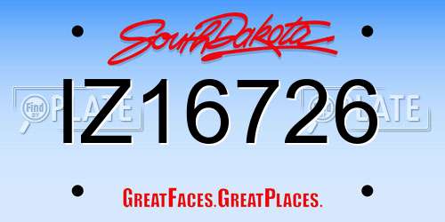 IZ16726 South Dakota License Plate