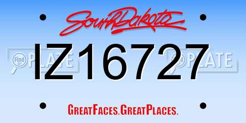 IZ16727 South Dakota License Plate