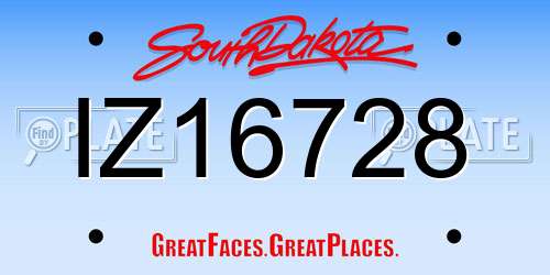 IZ16728 South Dakota License Plate