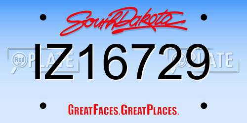 IZ16729 South Dakota License Plate