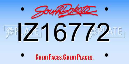 IZ16772 South Dakota License Plate