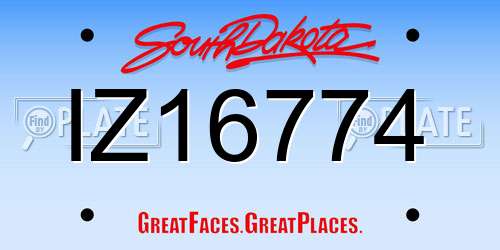 IZ16774 South Dakota License Plate