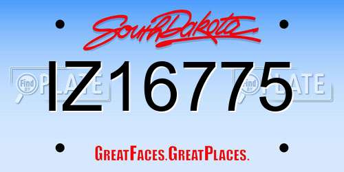 IZ16775 South Dakota License Plate