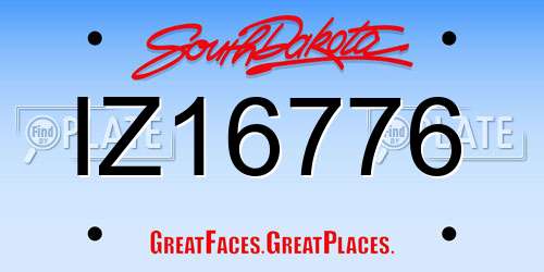 IZ16776 South Dakota License Plate