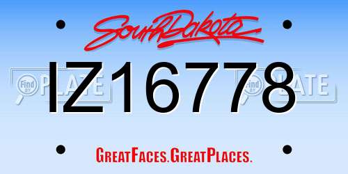 IZ16778 South Dakota License Plate