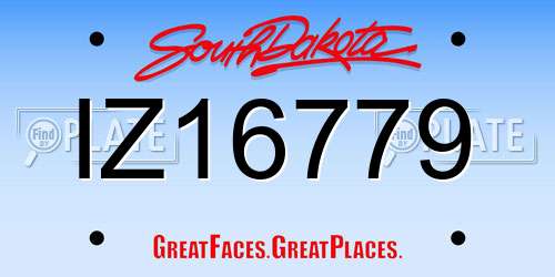 IZ16779 South Dakota License Plate