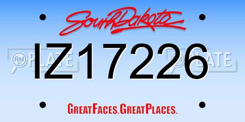 IZ17226 South Dakota License Plate