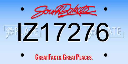 IZ17276 South Dakota License Plate