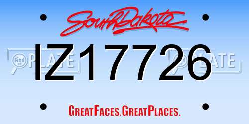IZ17726 South Dakota License Plate