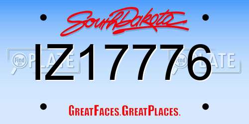 IZ17776 South Dakota License Plate