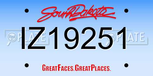 IZ19251 South Dakota License Plate