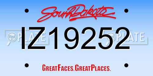 IZ19252 South Dakota License Plate