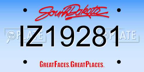 IZ19281 South Dakota License Plate
