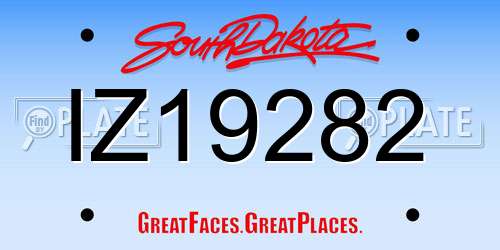 IZ19282 South Dakota License Plate