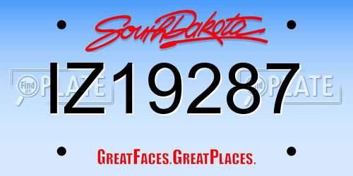 IZ19287 South Dakota License Plate