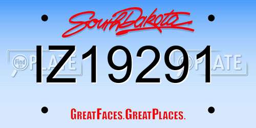 IZ19291 South Dakota License Plate
