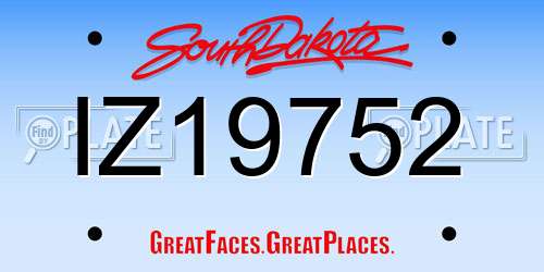 IZ19752 South Dakota License Plate