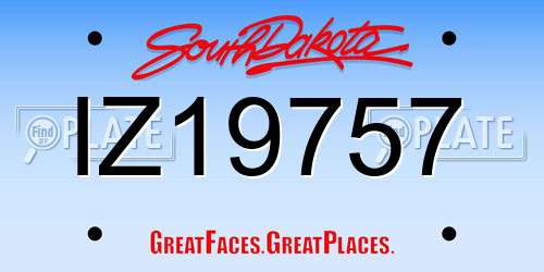 IZ19757 South Dakota License Plate