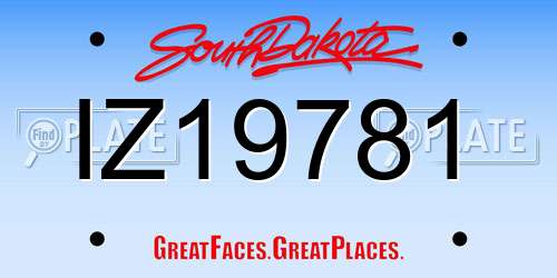 IZ19781 South Dakota License Plate