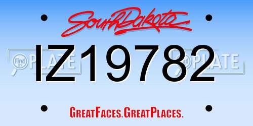 IZ19782 South Dakota License Plate
