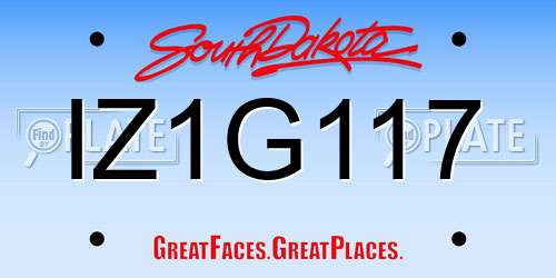 IZ1G117 South Dakota License Plate