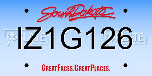 IZ1G126 South Dakota License Plate