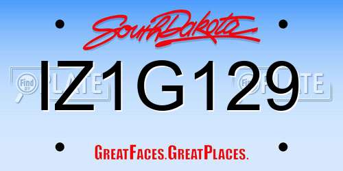 IZ1G129 South Dakota License Plate