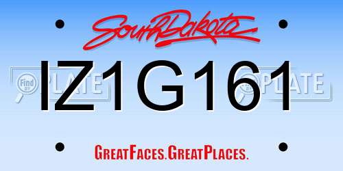 IZ1G161 South Dakota License Plate