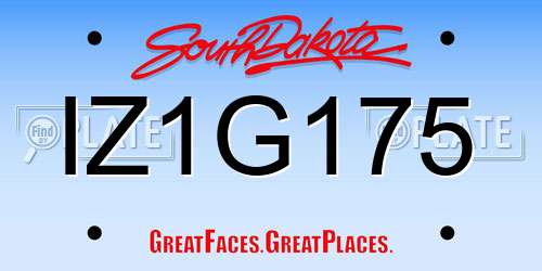 IZ1G175 South Dakota License Plate