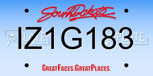 IZ1G183 South Dakota License Plate