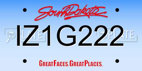 IZ1G222 South Dakota License Plate