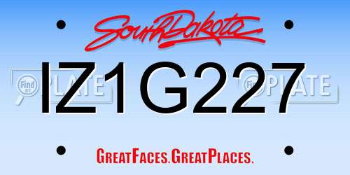 IZ1G227 South Dakota License Plate