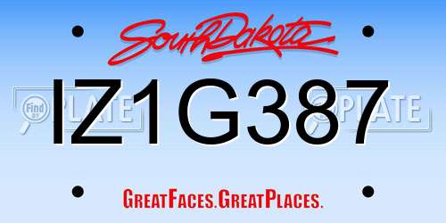 IZ1G387 South Dakota License Plate