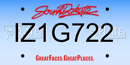 IZ1G722 South Dakota License Plate