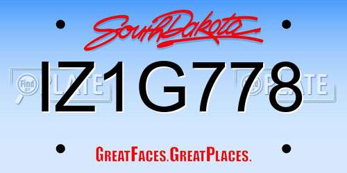 IZ1G778 South Dakota License Plate