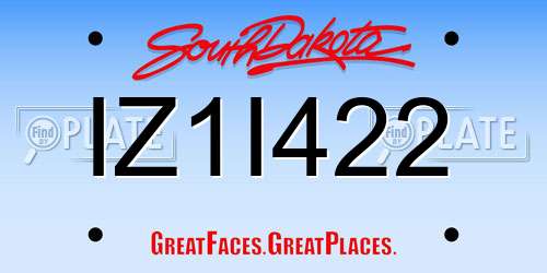 IZ1I422 South Dakota License Plate